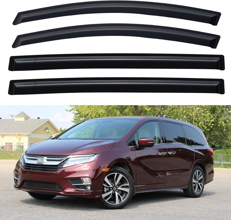 YQAUTEC Window Visors Rain Guards for 2018-2025 Honda Odyssey, Out-Channel Window Vent Wind Deflectors Visors Shades for 18 19 20 21 22 23 24 25 Honda Odyssey - Image 1
